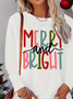 Women Text Letters Crew Neck Jersey Long Sleeve Casual Daily Spring/Fall T-shirt
