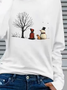 Women Christmas Snowman Crew Neck Jersey Long Sleeve Casual Daily Spring/Fall T-shirt