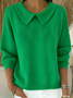 Women Plain Shawl Collar Long Sleeve Casual Holiday Spring/Fall Sweater