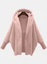 Women Plain Lapel Collar Zip Up Hoodie Long Sleeve Casual Split Joint Winter Daily Coat Outerwear