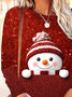 Women Christmas Snowman Crew Neck Jersey Long Sleeve Casual Daily Spring/Fall T-shirt
