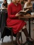 Women Plain Shawl Collar Casual Autumn Daily Maxi H-Line Sweater Dress