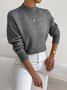 Women Plain Mock Neck Long Sleeve Street Daily Winter Sweater