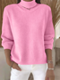 Women Plain Turtleneck Long Sleeve Casual Holiday Spring/Fall Sweater