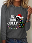 Women Christmas Crew Neck Cotton Long Sleeve Casual Daily Spring/Fall T-shirt