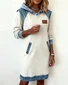 Women Multicolor Block Hoodie Casual All Season Daily Midi H-Line Sweashirt Dress