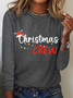 Women Christmas Crew Neck Cotton Long Sleeve Casual Daily Spring/Fall T-shirt