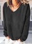 Women Plain V Neck Long Sleeve Street Daily Winter Sweater