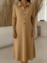 Women Plain Shawl Collar Casual Autumn Daily Maxi H-Line Sweater Dress