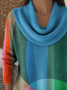 Women Abstract Cowl Neck Long Sleeve Casual Holiday Spring/Fall Sweater