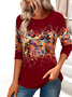 Women 3D Printing Crew Neck Jersey Long Sleeve Vintage Daily Spring/Fall T-shirt