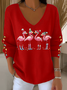 Women Christmas V Neck Long Sleeve Casual Daily Spring/Fall T-shirt