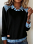 Women Plain Shawl Collar Long Sleeve Vintage Daily Spring/Fall Sweatshirt