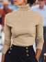 Women Plain Turtleneck Long Sleeve Street Daily Spring/Fall Sweater