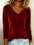Women Plain Cowl Neck Long Sleeve Vintage Party Spring/Fall T-shirt