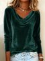 Women Plain Cowl Neck Long Sleeve Vintage Party Spring/Fall T-shirt