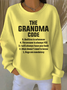 Women Letter Pattern Crew Neck Cotton-Blend Long Sleeve Vintage Daily Spring/Fall Sweatshirt