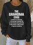 Women Letter Pattern Crew Neck Cotton-Blend Long Sleeve Vintage Daily Spring/Fall Sweatshirt