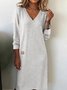 Women Plain V Neck Split Joint T-Shirt Dress Casual Spring/Fall Daily Maxi A-Line Dress