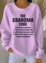Women Letter Pattern Crew Neck Cotton-Blend Long Sleeve Vintage Daily Spring/Fall Sweatshirt