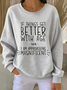 Women Letter Pattern Crew Neck Cotton-Blend Long Sleeve Vintage Daily Spring/Fall Sweatshirt