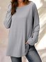 ANNIECLOTH Cotton Casual Crew Neck Raglan Sleeve Solid T-shirt for Women