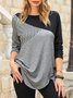 ANNIECLOTH Simple Regular Fit Color Crew Neck Block Tunic & Top for Women