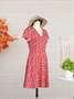 Women's Midi Dress Floral Dress Slim Pullover Women's Dress Short Sleeve