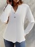 Loose Plain Notched Casual T-Shirt