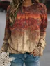 Casual Ethnic Floral Design Loose Knit Pullover Sweatshirt