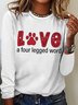 Women’s Love A For Legged Word Simple Regular Fit Heart Dog Lover Long Sleeve Top