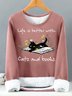 Women’s Life Is Better With Cats And Books Casual Text Letters Sweatshirt