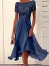 Lace Plain Elegant Chiffon Dress