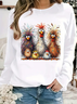 Funny Chicken Cotton Casual Animal Loose Sweatshirt