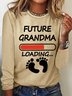 Women Text Letters Crew Neck Cotton-Blend Long Sleeve Casual Daily Spring/Fall Blouse