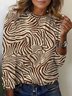 Zebra Print Crew Neck Long Sleeve T-shirt