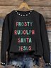 Women Text Letters Crew Neck Long Sleeve Vintage Holiday Spring/Fall Sweatshirt