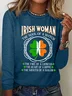 Irish Woman Fire Of A Lioness Heart Of A Hippie - Funny St Patrick's Day Casual Long Sleeve Shirt