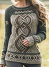 Irish Celtic Knitted Round Neck Sweater