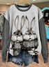 Women's Bunny Easter Print Casual Long Sleeve Sweatshirt
