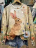 Women's Bunny Easter Print Casual Long Sleeve Sweatshirt
