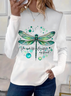 Women's Dragonfly Spring You Make Life Beautiful My Friend Printed Casual Crew Neck Long Sleeve T-Shirt