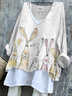 Women's Long Sleeve Blouse_ Spring/Fall As Picture Easter (rabbit) Printing V Neck Daily Going Out Casual Top