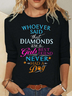 Women Text Letters Crew Neck Cotton-Blend Long Sleeve Casual Daily Spring/Fall Blouse