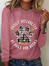 Women Text Letters Crew Neck Cotton-Blend Long Sleeve Casual Daily Spring/Fall Blouse