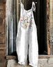 Floral comfortable casual cotton linen jumpsuit
