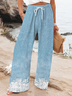 Women's  H-Line Baggy Pants Daily Going Out Pants Blue Casual Printing Faux Denim Print Graphic Spring/Fall Pants
