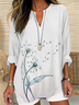 Women's Floral Print Casual V-Neck Shirt