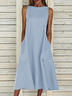 Women's Sleeveless Summer Gray Plain Printing Crew Neck Daily Going Out Casual Maxi H-Line Fit & Flare Dress Dress