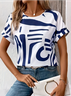 Women's Abstract Print Casual Round Neck Short Sleeve T-Shirt